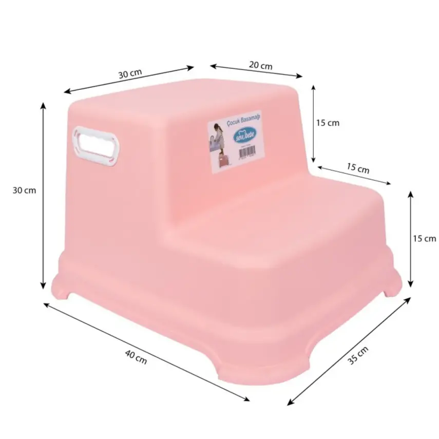 Sevi Bebe Çift Katlı Çocuk Basamağı Somon Pembe - 2