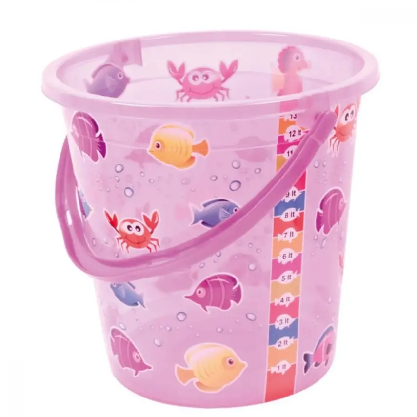 Sevi Bebe Desenli Bebek Banyo Kovası Şeffaf Pembe - 1