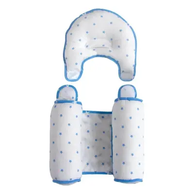 Sevi Bebe Kafa Şekillendirici Yastık & Yan Yatış Yastığı Mavi Yıldız (1)