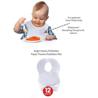 Sevi Bebe Kağıt Mama Önlüğü 12li (1)