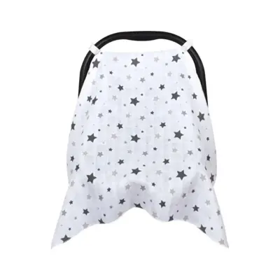 Sevi Bebe Müslin Ana Kucağı Örtüsü Yıldız Yağmuru Gri