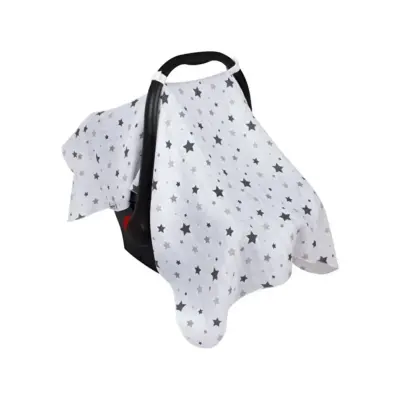 Sevi Bebe Müslin Ana Kucağı Örtüsü Yıldız Yağmuru Gri (1)