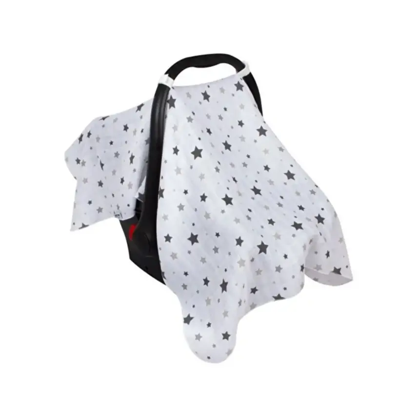 Sevi Bebe Müslin Ana Kucağı Örtüsü Yıldız Yağmuru Gri - 2