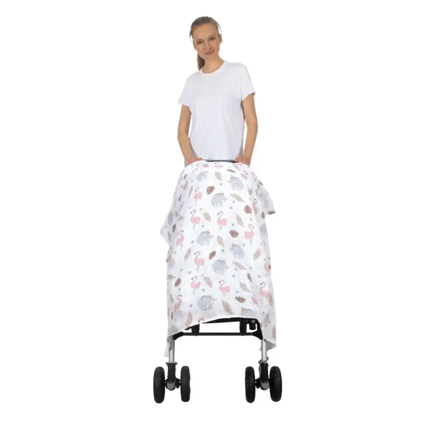 Sevi Bebe Müslin Bebek Arabası Örtüsü Flamingo - 2