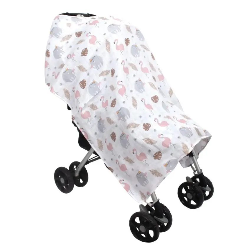 Sevi Bebe Müslin Bebek Arabası Örtüsü Flamingo - 3