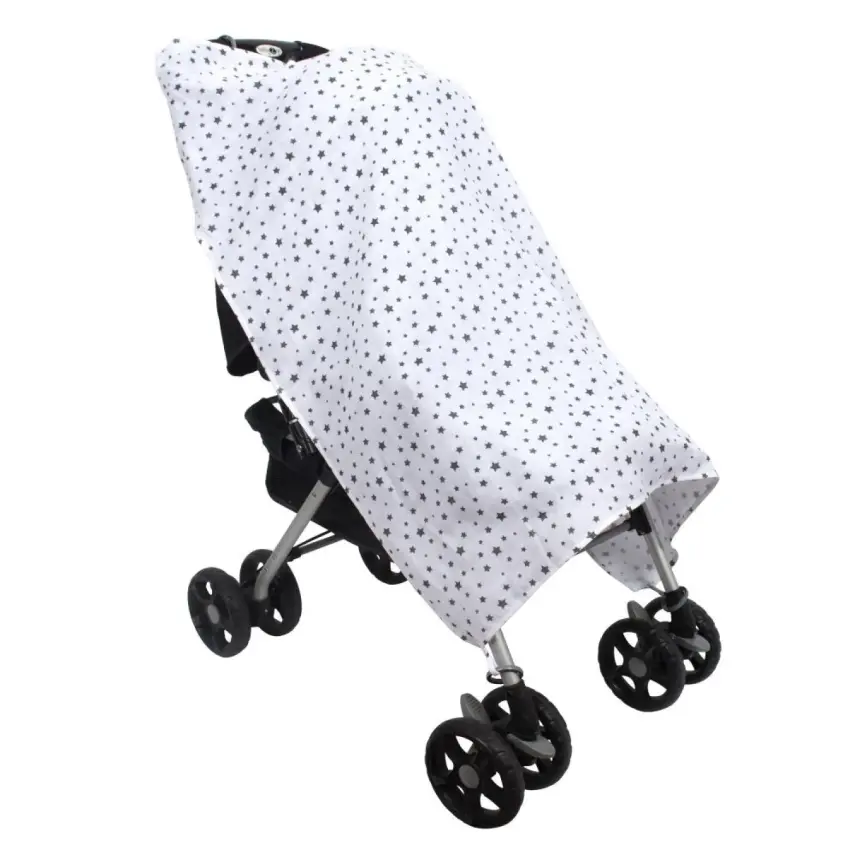 Sevi Bebe Müslin Bebek Arabası Örtüsü Gri Yıldız - 1