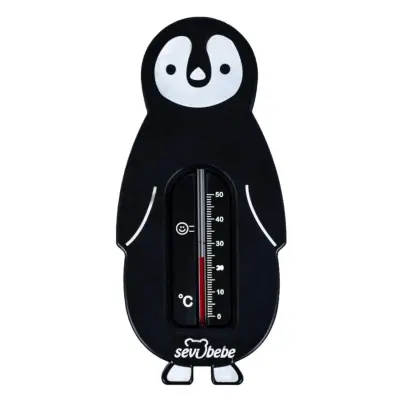 Sevi Bebe Oda ve Banyo Termometresi Siyah Penguen (1)