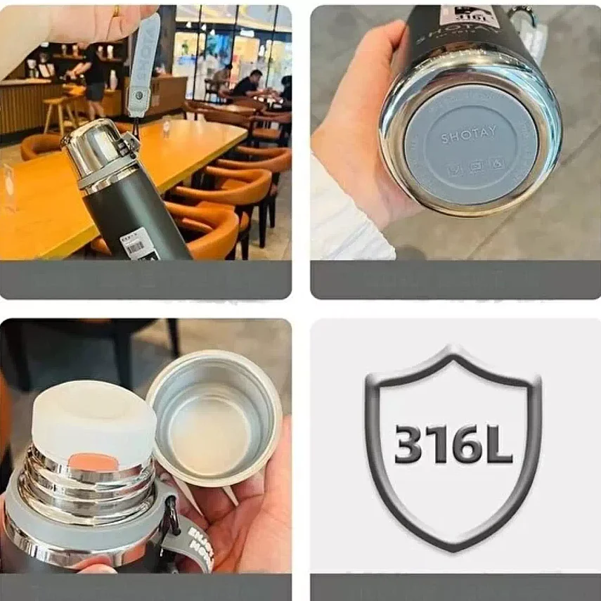 Shotay Premium Çelik Termos Matara 750 ml Beyaz - 3