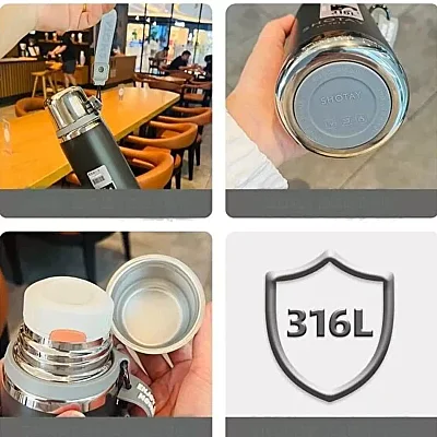 Shotay Premium Çelik Termos Matara 750 ml Siyah - 4