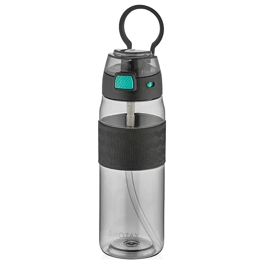 Shotay Şeffaf Kapaklı Şeritli Tritan Matara 600 ml Siyah - 1