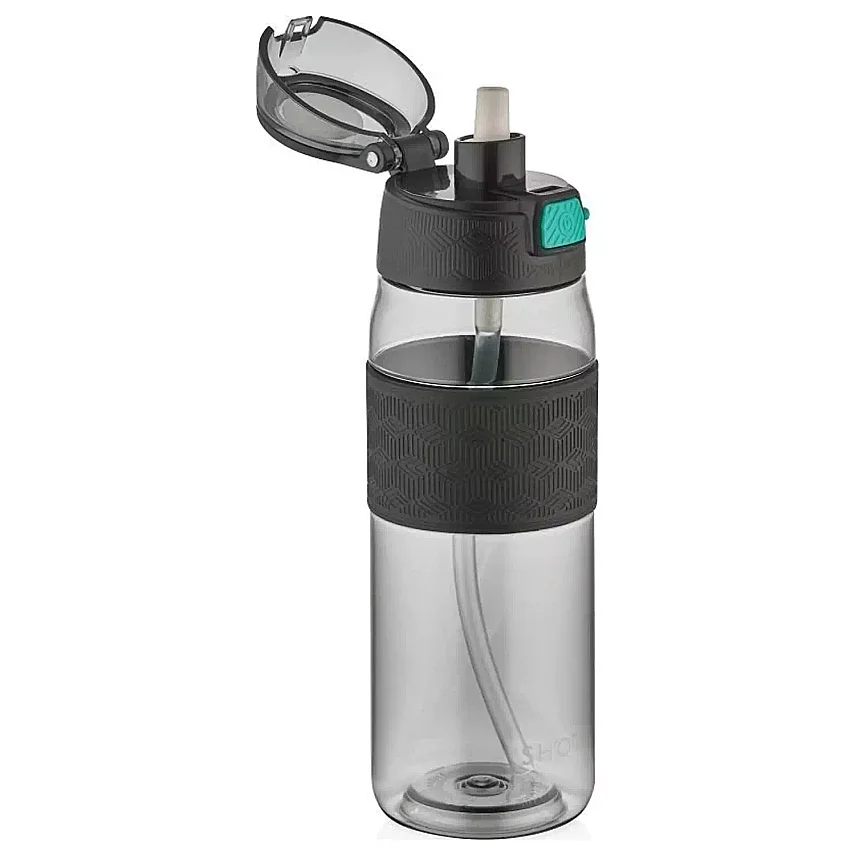 Shotay Şeffaf Kapaklı Şeritli Tritan Matara 600 ml Siyah - 2