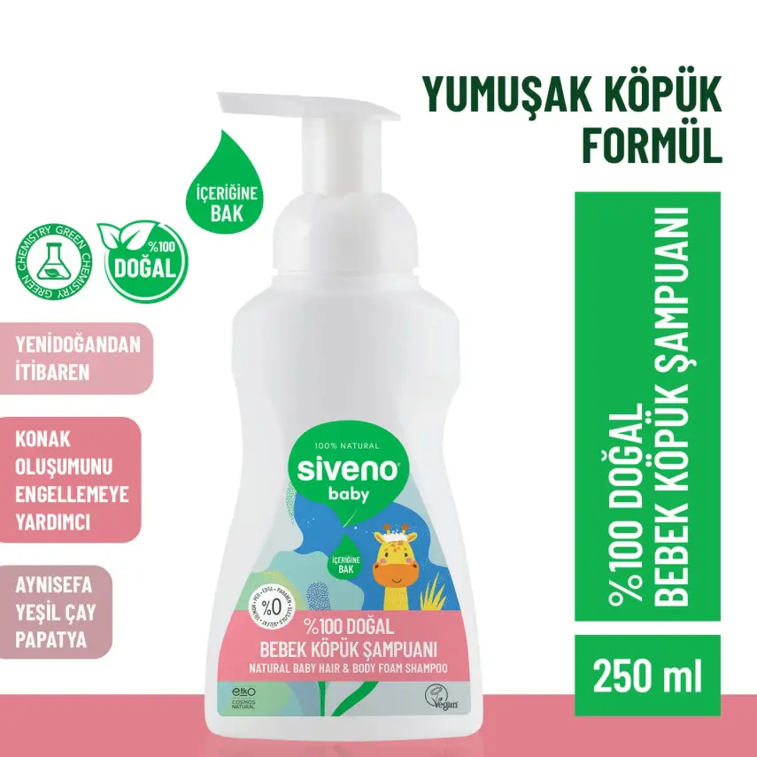 Siveno %100 Doğal Bebek Köpük Şampuanı 250 ml - 8