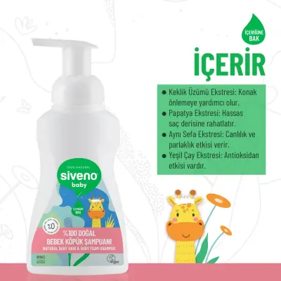 Siveno %100 Doğal Bebek Köpük Şampuanı 250 ml - 9