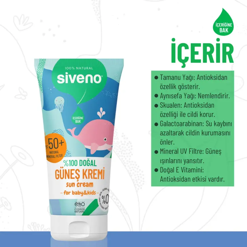 Siveno %100 Doğal Bebekler İçin Güneş Kremi 50 ml - 3