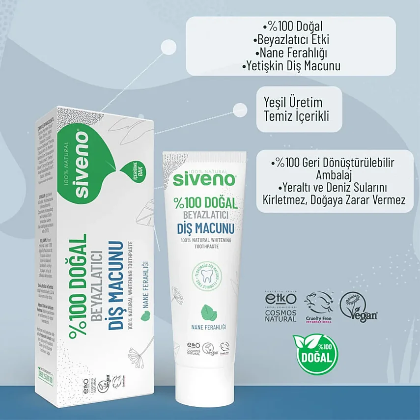 Siveno %100 Doğal Beyazlatıcı Diş Macunu Yetişkin 65 gr - 6