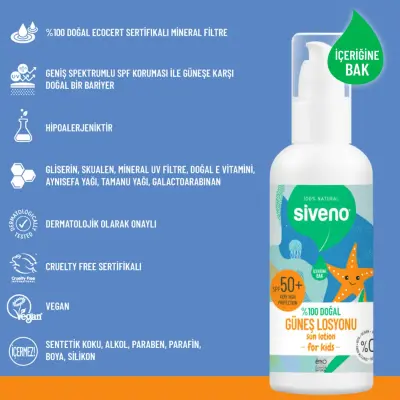 Siveno %100 Doğal Çocuklar İçin Güneş Losyonu 100 ml - 10