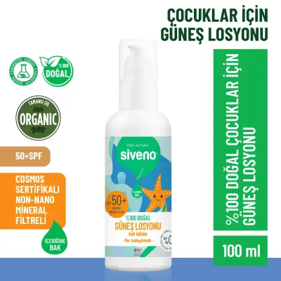 Siveno %100 Doğal Çocuklar İçin Güneş Losyonu 100 ml (1)