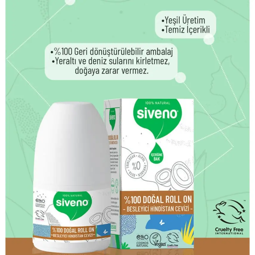 Siveno %100 Doğal Roll-On Besleyici Hindistan Cevizi 50 ml  - 10