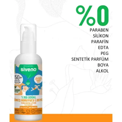 Siveno %100 Doğal Tüm Aile İçin Güneş Losyonu 50 SPF 100ml - 7