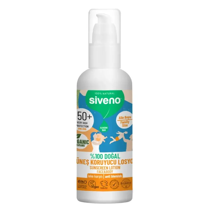 Siveno %100 Doğal Tüm Aile İçin Güneş Losyonu 50 SPF 100ml - 1