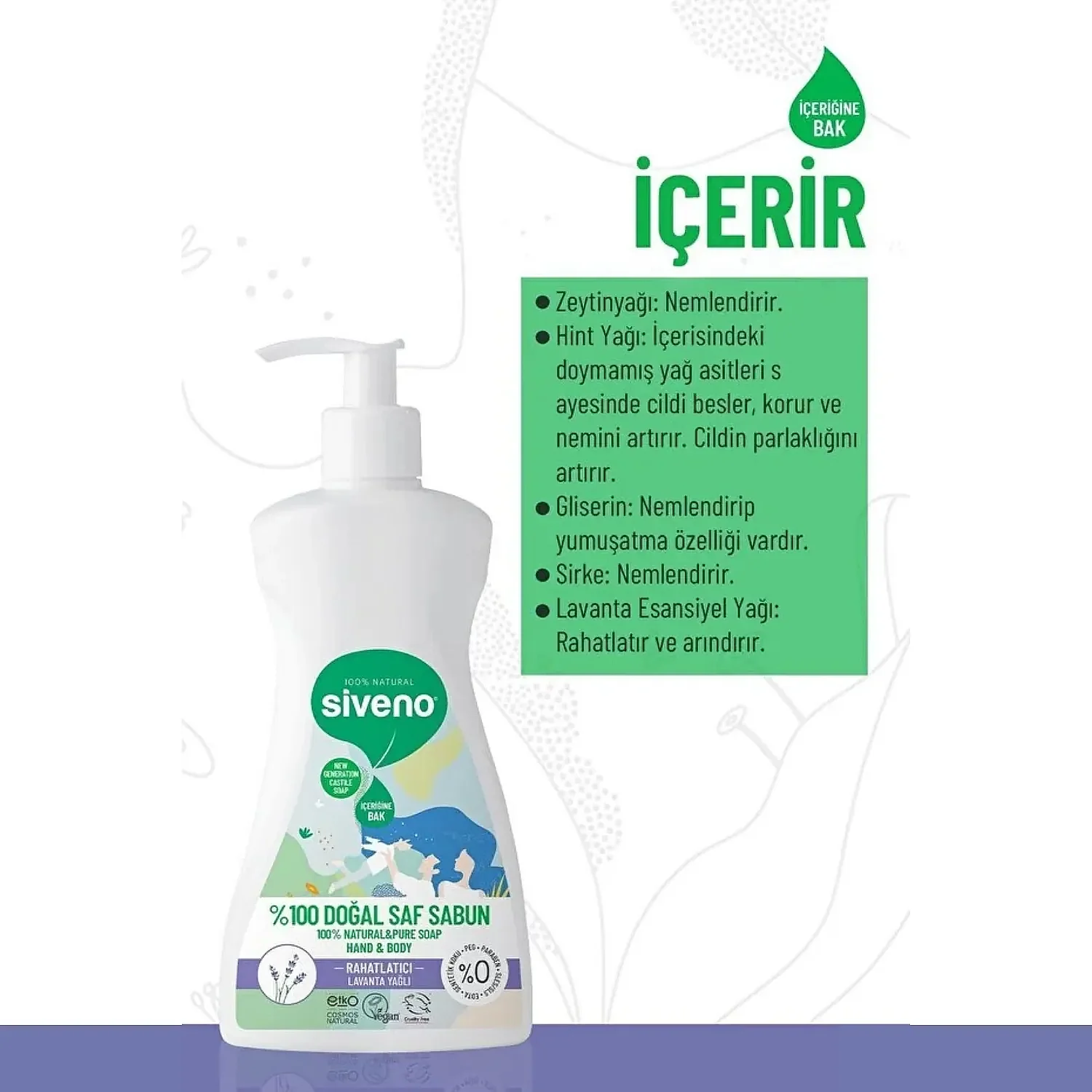 Siveno %100 Lavanta Yağlı Doğal Sıvı Sabun 300ml