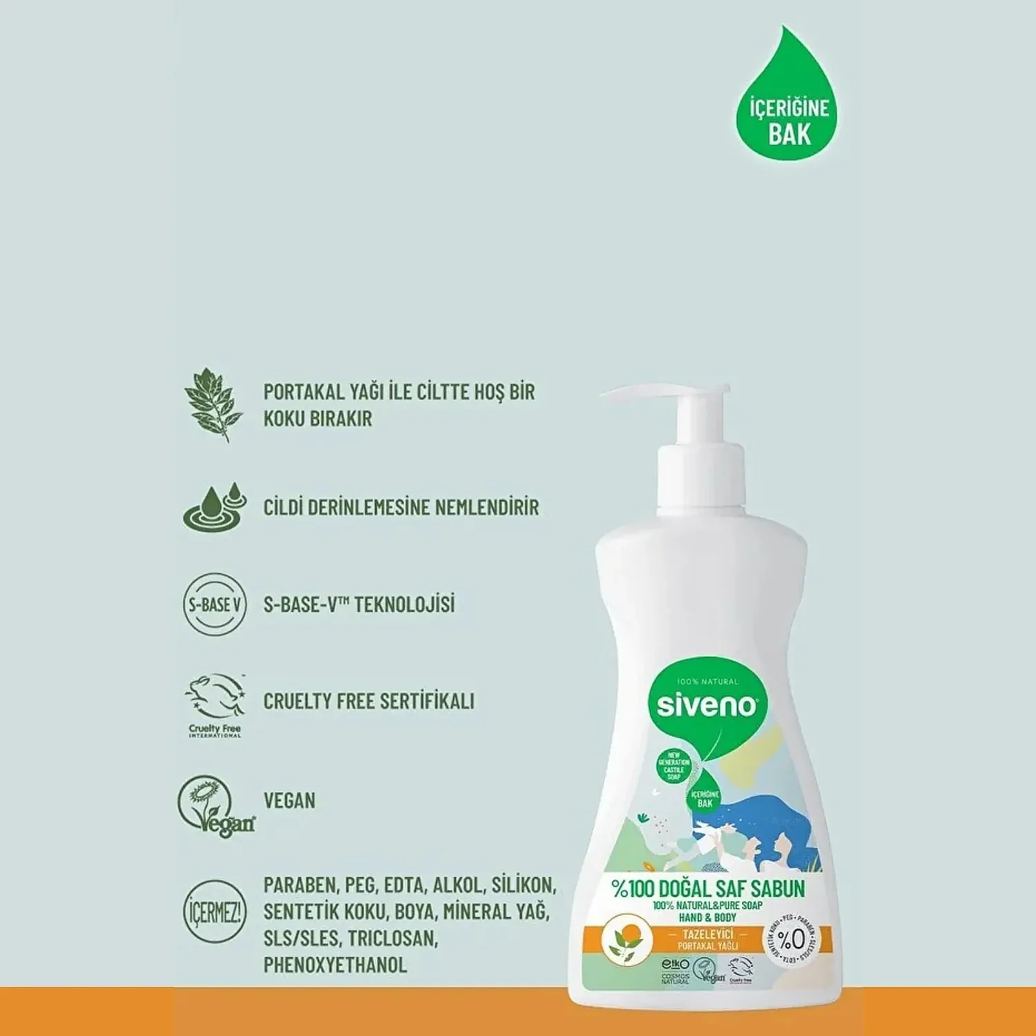Siveno %100 Portakal Yağlı Doğal Sıvı Sabun 300ml