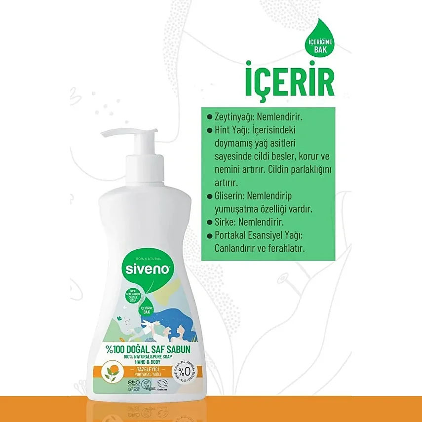 Siveno %100 Portakal Yağlı Doğal Sıvı Sabun 300 ml - 4