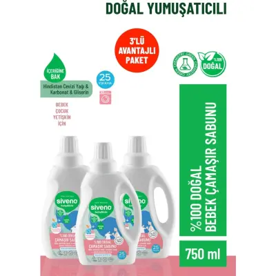 Siveno Baby Doğal Çamaşır Sabunu 750 ml x3 (1)