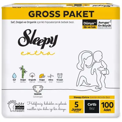 Sleepy Bebek Bezi 5 Beden Junior 11-18 Kg 100lü Ekstra Gross Paket (1)