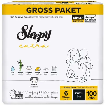 Sleepy Bebek Bezi 6 Beden XL 15-25 kg 100lü Ekstra Gross Paket - 1