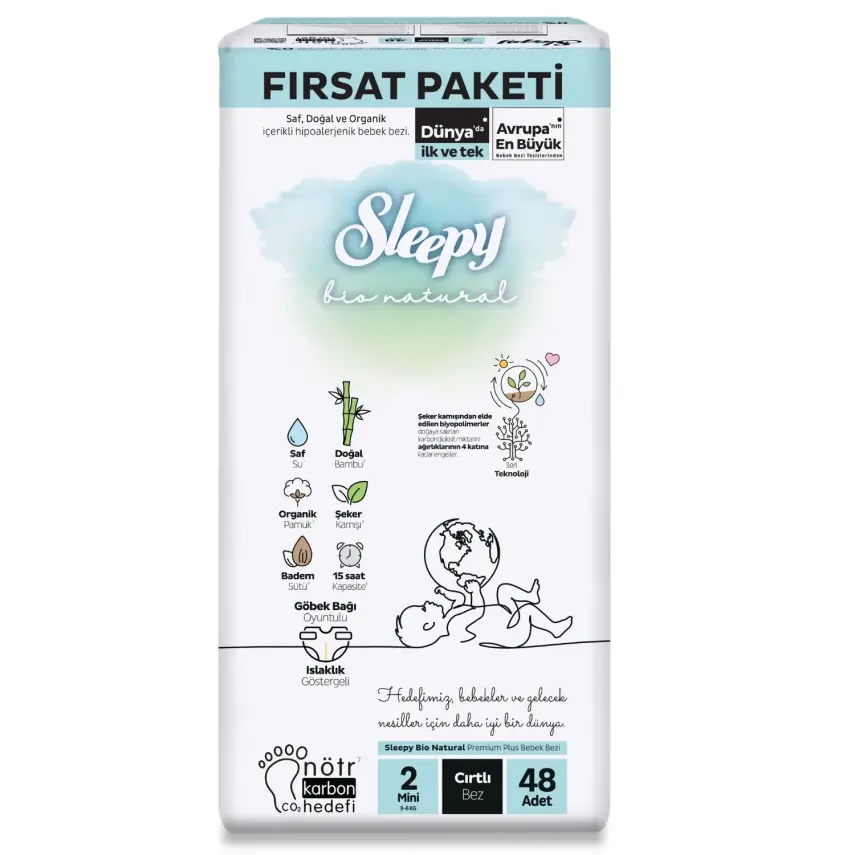 Sleepy Bebek Bezi Bio Natural 2 Numara Mini 48li Fırsat Paket - 2