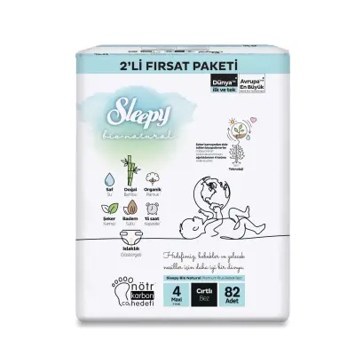 Sleepy Bebek Bezi Bio Natural 4 Numara Maxi 82li Fırsat Paket - 3