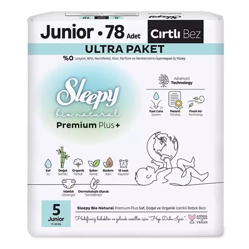 Sleepy Bebek Bezi Bio Natural 5 Numara Junior 78 Adet Ultra Paket  - 1