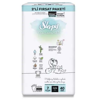 Sleepy Bebek Bezi Bio Natural 7 Numara Xxlarge 40lı Fırsat Paket - 2