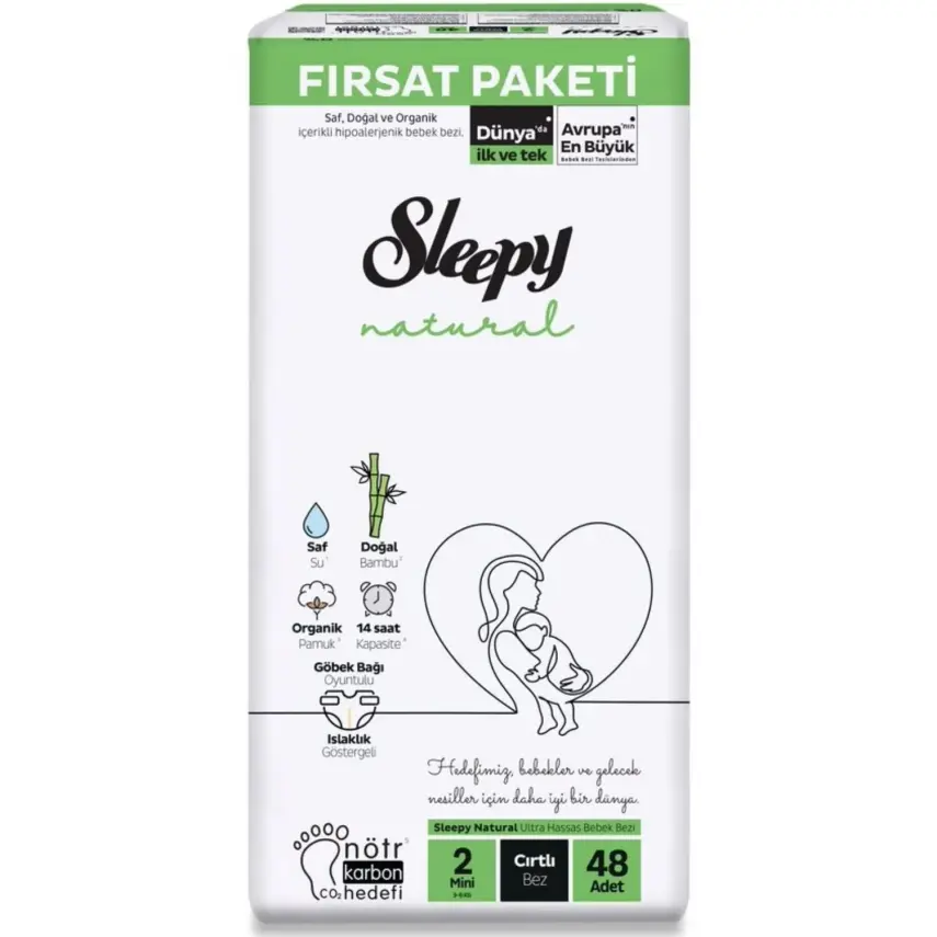 Sleepy Bebek Bezi Natural 2 Beden Mini 3-6 Kg 48li Fırsat Paket - 1