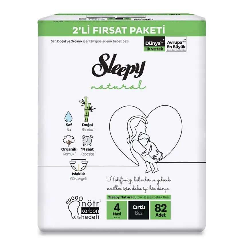 Sleepy Bebek Bezi Natural 4 Beden Maxi 7-14 kg 82li Fırsat Paket - 1