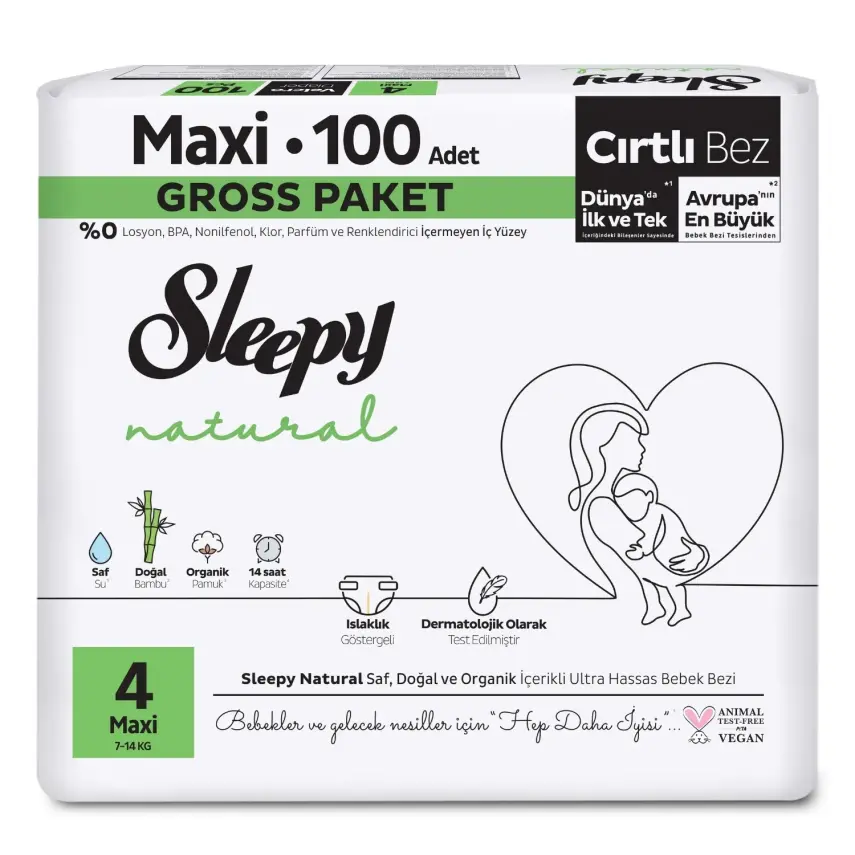 Sleepy Bebek Bezi Natural 4 Numara Maxi 100lü Gross Paket - 2