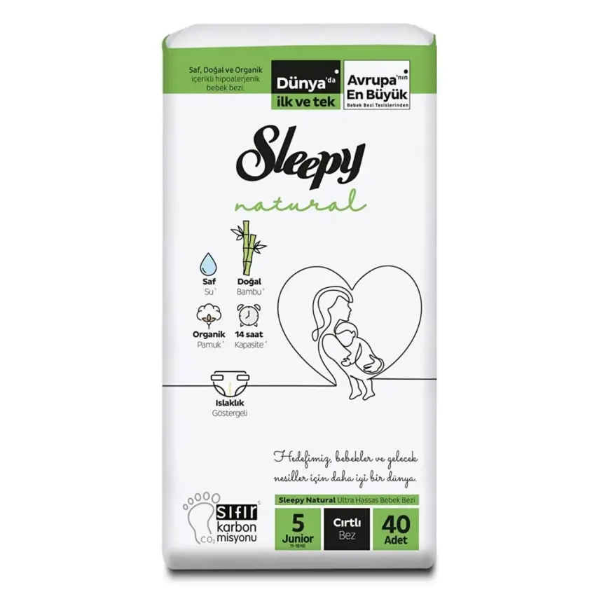 Sleepy Natural Bebek Bezi 5 Numara Junior 11-18 kg 40 Adet Jumbo Paket - 1