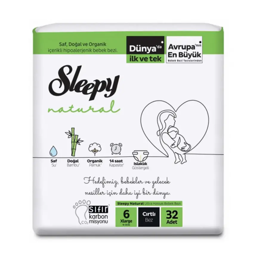 Sleepy Bebek Bezi Natural 6 Beden Xlarge 15-25 kg 32li Jumbo Paket - 1