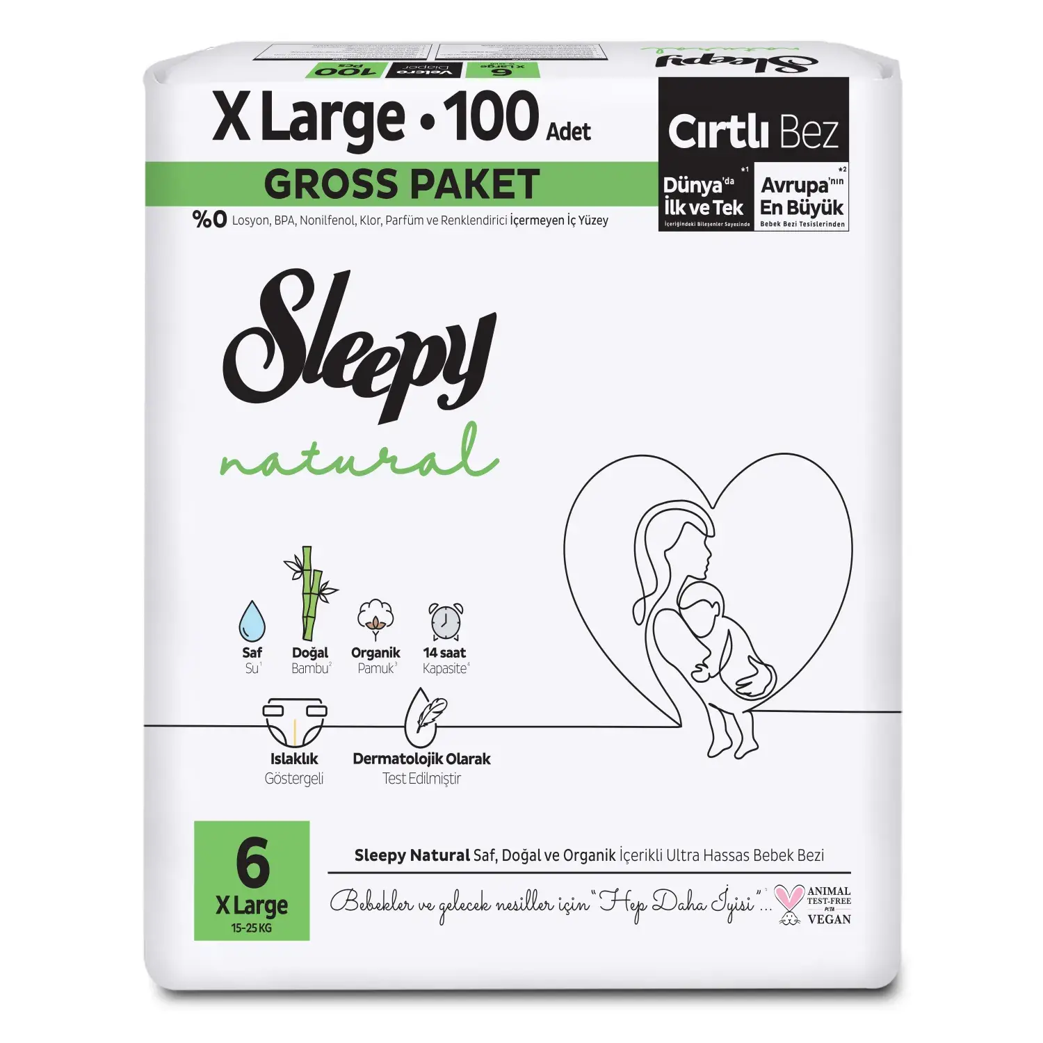 Sleepy Bebek Bezi Natural 6 Numara Xlarge 100lü Gross Paket