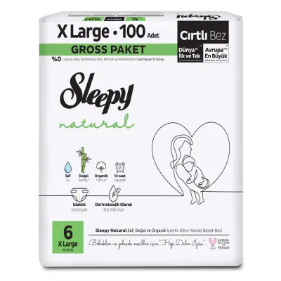 Sleepy Bebek Bezi Natural 6 Numara Xlarge 100lü Gross Paket - 2