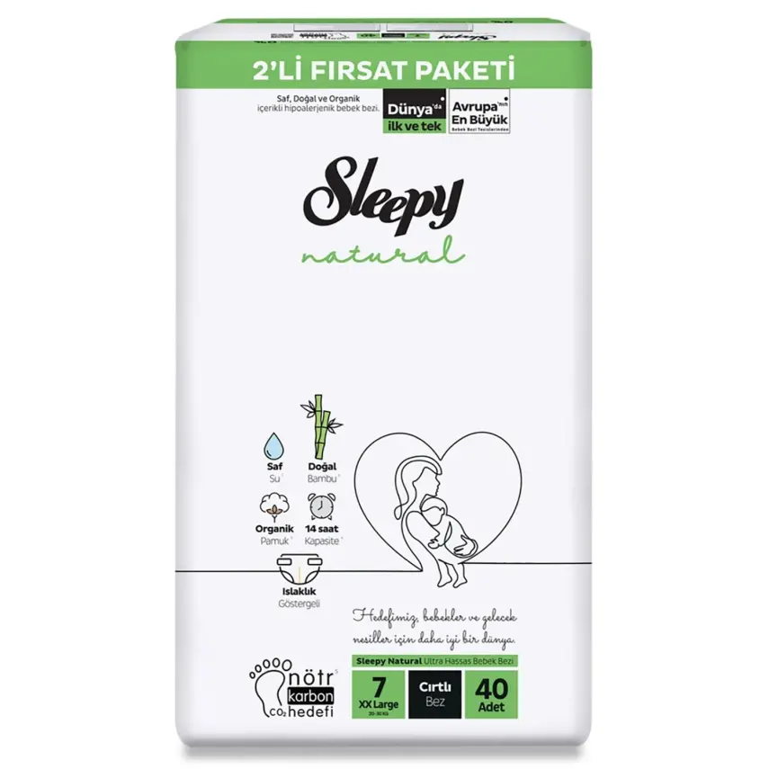 Sleepy Bebek Bezi Natural 7 Beden XXL 20-30 kg 40lı Fırsat Paket - 1