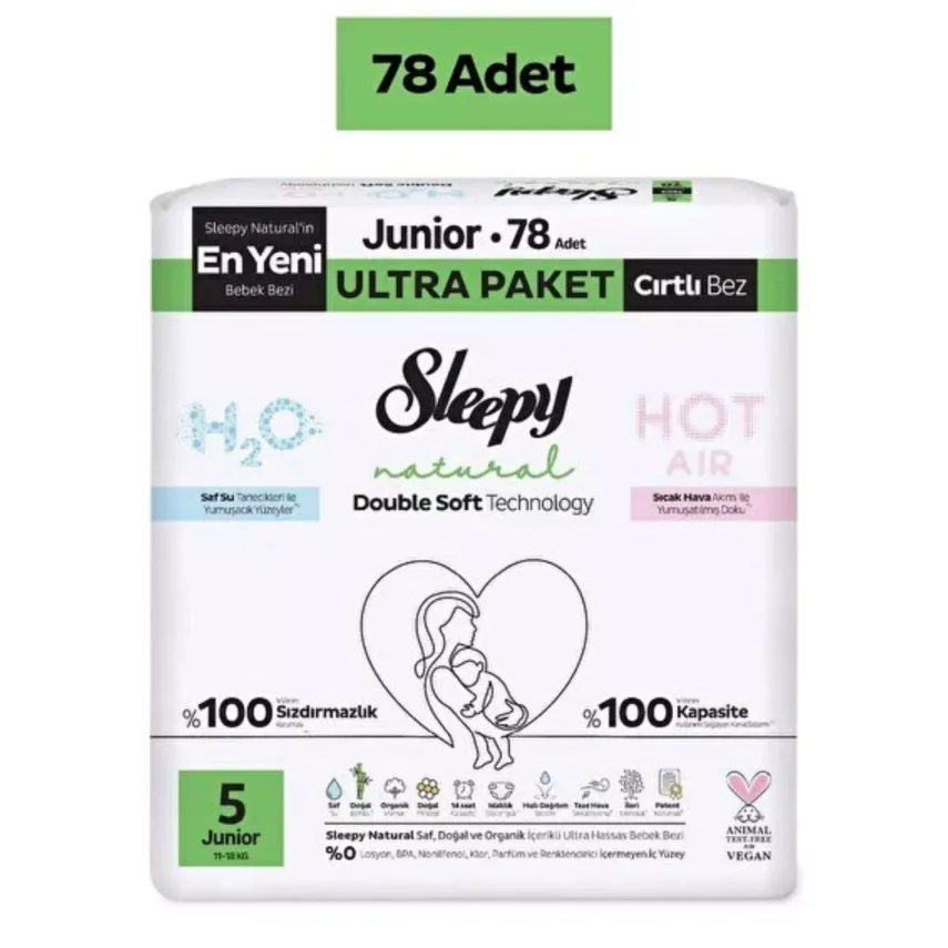 SLEEPY Bebek Bezi NATURAL DOUBLE SOFT JUNIOR 78li ULTRA Paket - 1