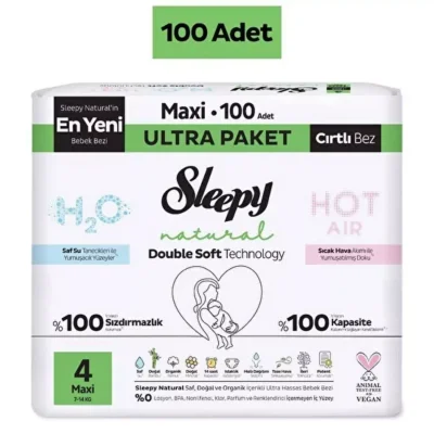 Sleepy Bebek Bezi Natural Double Soft Maxi 100lü Ultra Paket