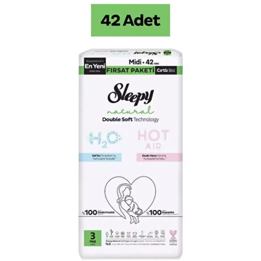 Sleepy Bebek Bezi Natural Double Soft Midi 42li Fırsat Paket - 1