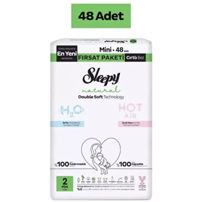 SLEEPY Bebek Bezi NATURAL DOUBLE SOFT MİNİ 48li FIRSAT Paket