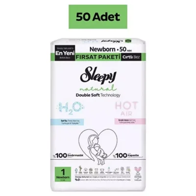 Sleepy Bebek Bezi Natural Double Soft Yenidoğan 50li Fırsat Paket
