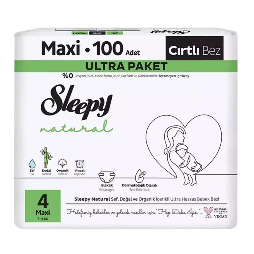 Sleepy Bebek Bezi Natural Maxi 4 Numara 100lü Ultra Fırsat Paket - 1