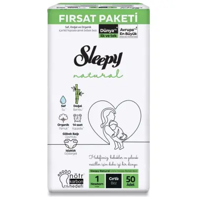 Sleepy Bebek Bezi Natural Yenidoğan 2-5 Kg 50li Fırsat Paket 