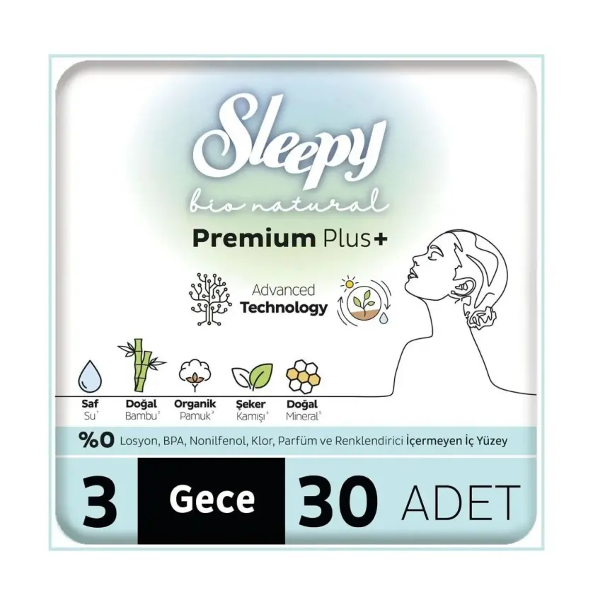 Sleepy Bio Natural Hijyenik Ped Gece Mega Paket 30 Adet - 1
